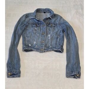 American eagle vintage Y2K XS petite trucker jean denim jacket cowgirl western